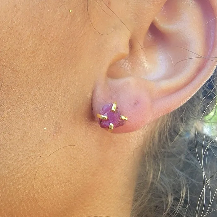 Earrings Uniquelan Jewelry Raw Pink Sapphire Stud Earrings Earrings Uniquelan Jewelry Raw Pink Sapphire Stud Earrings