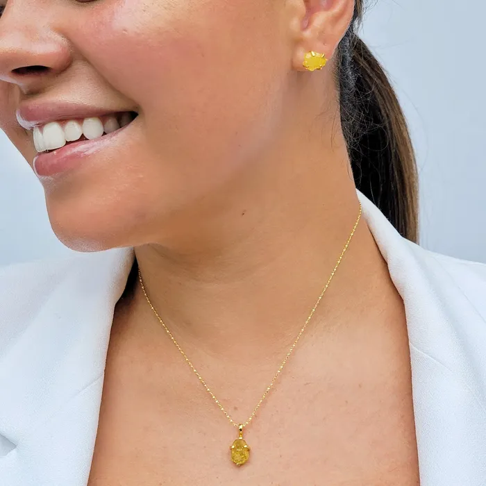 Earrings Uniquelan Jewelry Raw Yellow Sapphire Necklace Earrings Set