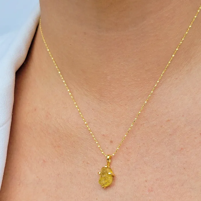 Earrings Uniquelan Jewelry Raw Yellow Sapphire Necklace Earrings Set Earrings Uniquelan Jewelry Raw Yellow Sapphire Necklace Earrings Set