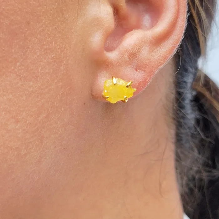 Earrings Uniquelan Jewelry Raw Yellow Sapphire Necklace Earrings Set Earrings Uniquelan Jewelry Raw Yellow Sapphire Necklace Earrings Set