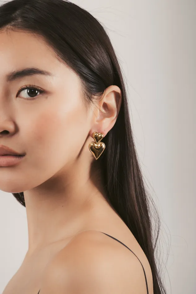 Eye Candy LA Akila Heart 14K Gold Plated Earrings Earrings