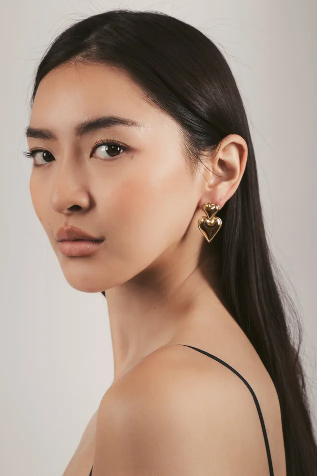 Eye Candy LA Akila Heart 14K Gold Plated Earrings Earrings