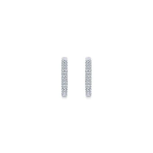 GABRIEL CO Earrings Gabriel 14K White Gold 030ctw Classic Round Hoop Style Diamond Earrings GABRIEL CO Earrings Gabriel 14K White Gold 030ctw Classic Round Hoop Style Diamond Earrings