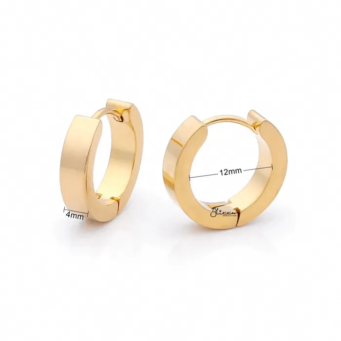 Glitters Earrings 18K Gold IP Stainless Steel Huggie Hoop Earrings Large