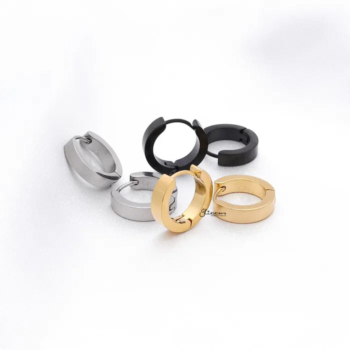 Glitters Earrings 18K Gold IP Stainless Steel Huggie Hoop Earrings Large