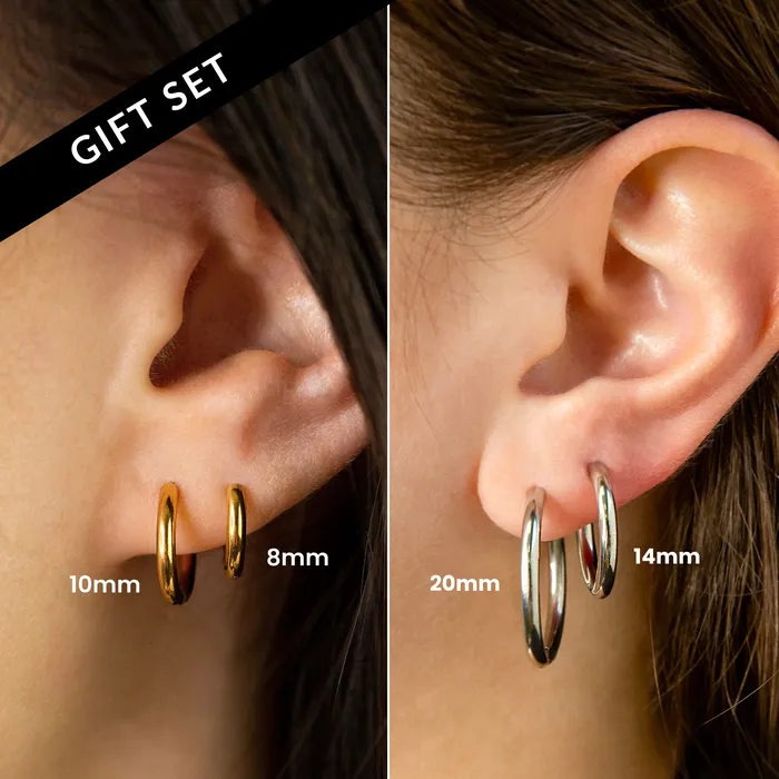 Grayling Earrings Essential Locking Sleeper Huggies or Hoops Earring Set