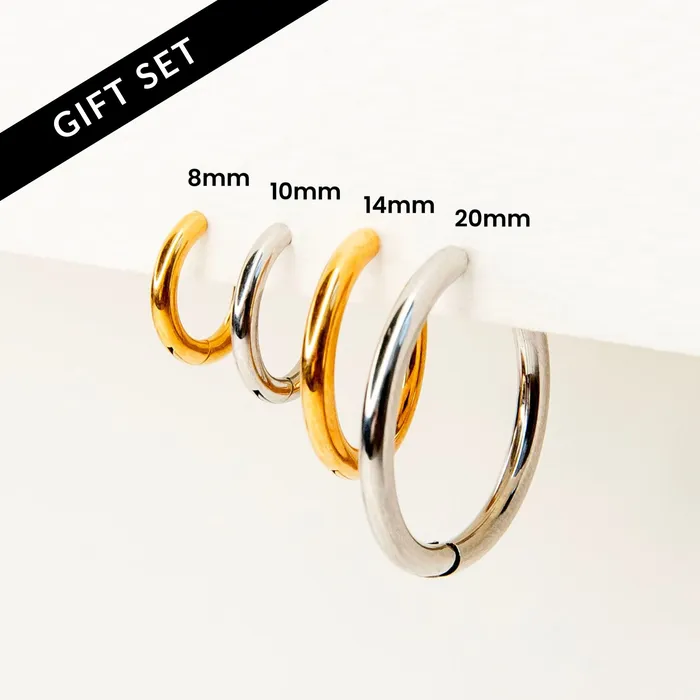 Grayling Earrings Essential Locking Sleeper Huggies or Hoops Earring Set