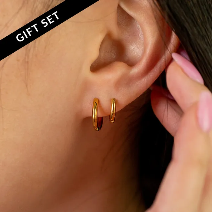 Grayling Earrings Essential Locking Sleeper Huggies or Hoops Earring Set