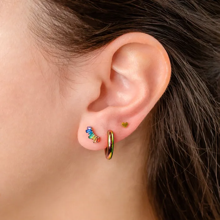 Grayling Earrings Prism Rainbow Titanium Flat Back Sleeper Earrings