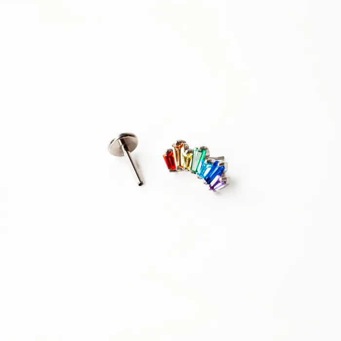 Grayling Earrings Prism Rainbow Titanium Flat Back Sleeper Earrings