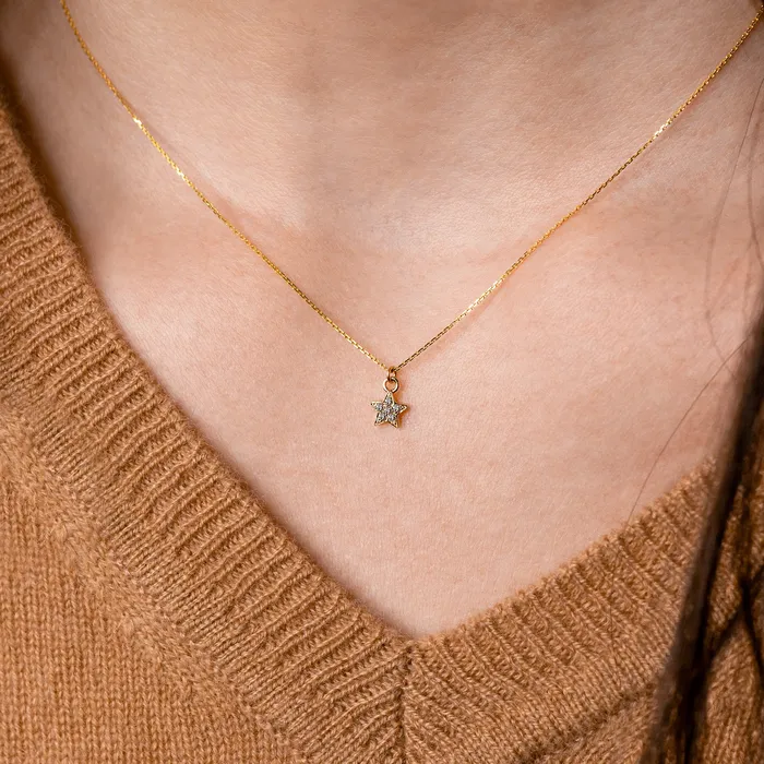 Grayling Necklaces Diamond Pav Star Pendant Necklace 14K Solid Gold