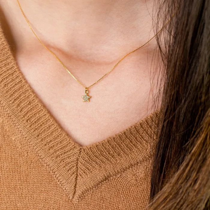 Grayling Necklaces Diamond Pav Star Pendant Necklace 14K Solid Gold