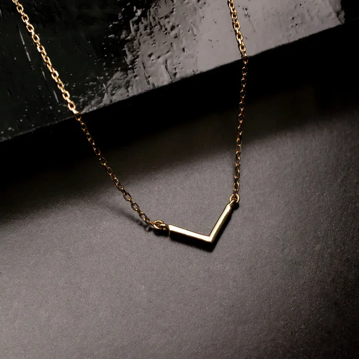 Grayling Necklaces Modern V Bar Link Necklace 14K Solid Gold