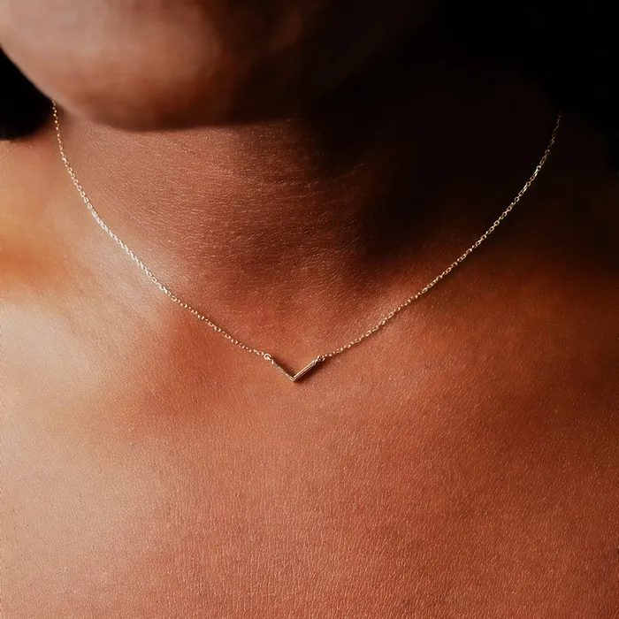Grayling Necklaces Modern V Bar Link Necklace 14K Solid Gold