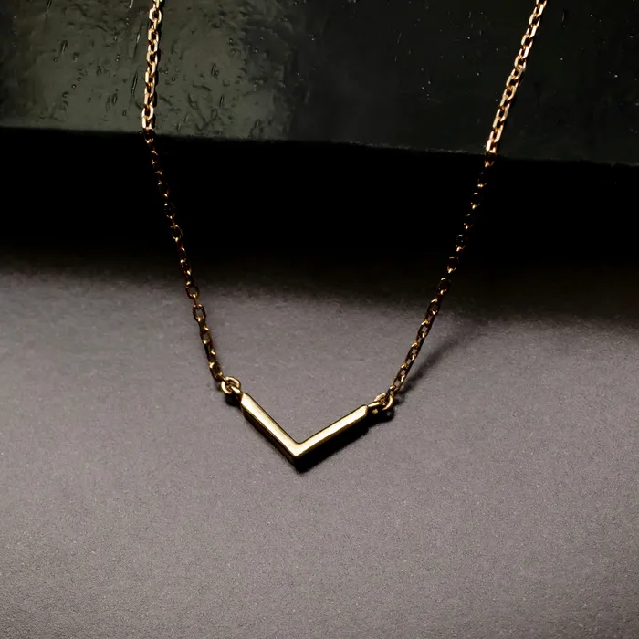 Grayling Necklaces Modern V Bar Link Necklace 14K Solid Gold