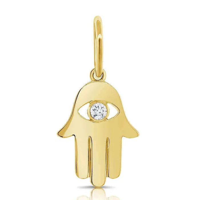 Izakov Diamonds Fine Jewelry Necklaces 14K Gold Diamond Accented Hamsa Necklace Charm Izakov Diamonds Fine Jewelry Necklaces 14K Gold Diamond Accented Hamsa Necklace Charm