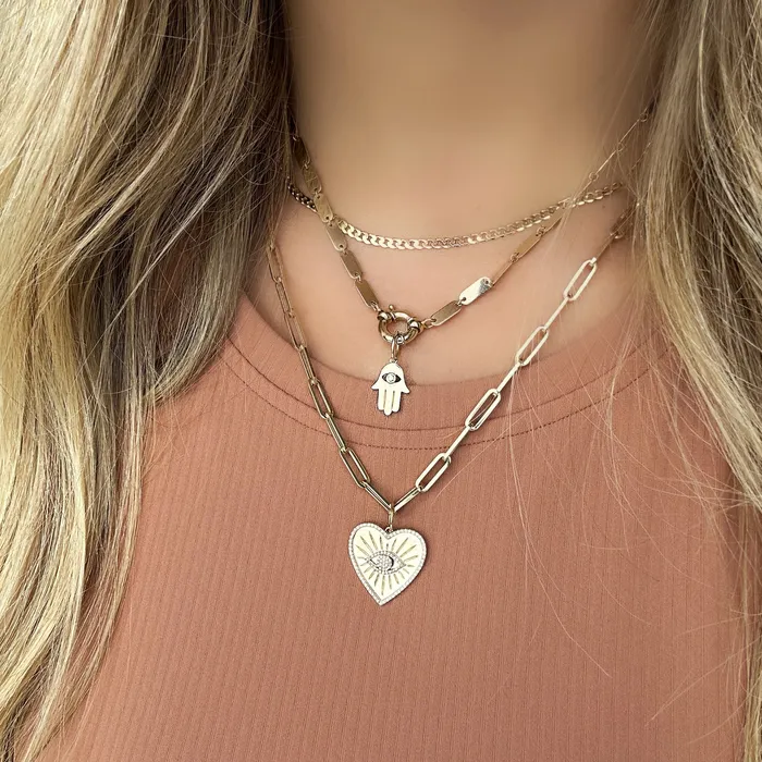 Izakov Diamonds Fine Jewelry Necklaces 14K Gold Diamond Accented Hamsa Necklace Charm