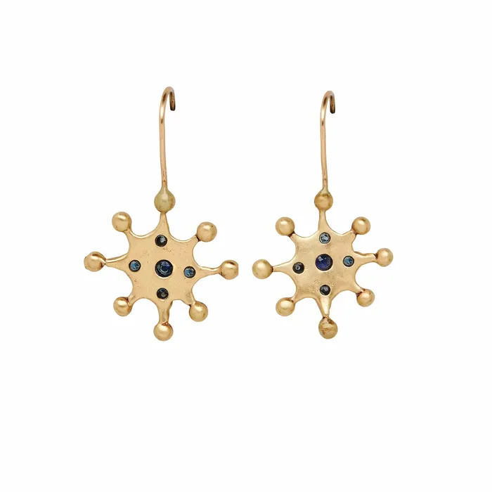 Julie Cohn Design Earrings STAR BRONZE SAPPHIRE BLUE TOPAZ EARRING