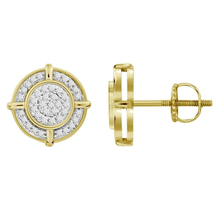 LADIES STUD EARRINGS 025CT ROUND DIAMOND 10K YELLOW GOLD AV Earrings