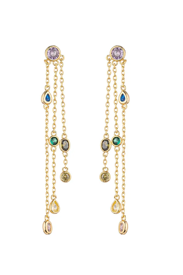 Megan Multicolor CZ Dangle Earrings Eye Candy LA Earrings