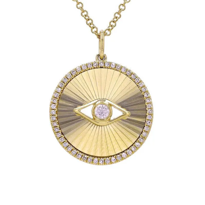 Necklaces Izakov Diamonds Fine Jewelry 14K Gold Diamond Halo Radiating Evil Eye Necklace Necklaces Izakov Diamonds Fine Jewelry 14K Gold Diamond Halo Radiating Evil Eye Necklace