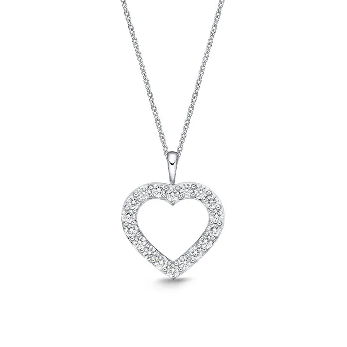 Open Heart Diamond Pendant MEMOIRE Necklaces