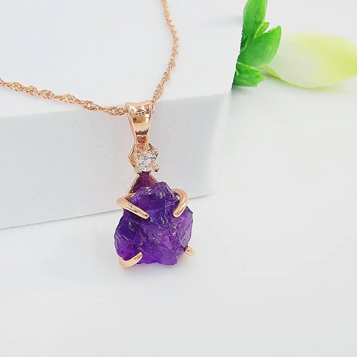 Raw Amethyst Necklace and Drop Earrings Set Uniquelan Jewelry Earrings Raw Amethyst Necklace and Drop Earrings Set Uniquelan Jewelry Earrings