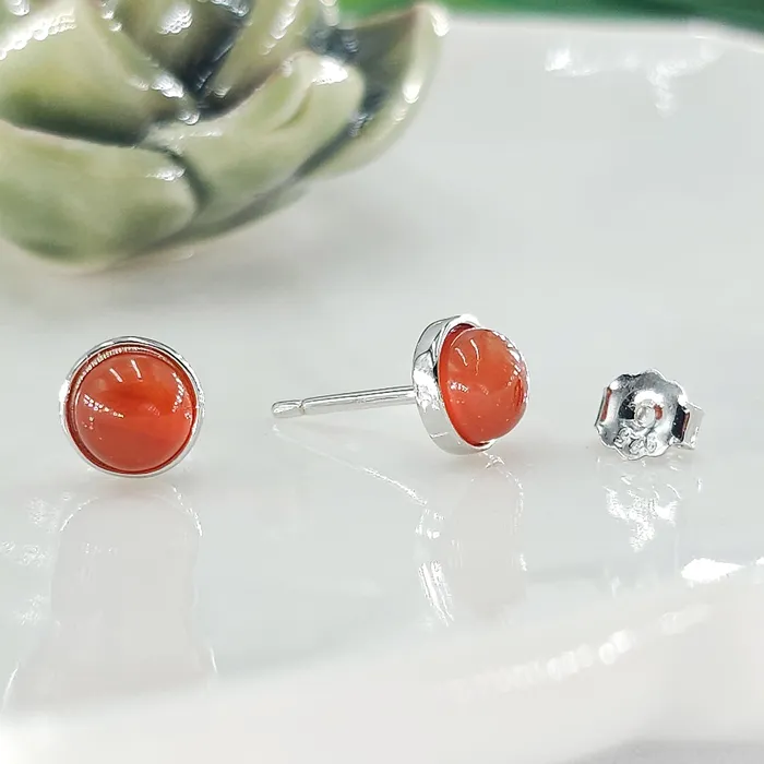 Real Carnelian Stud Earrings Uniquelan Jewelry Earrings