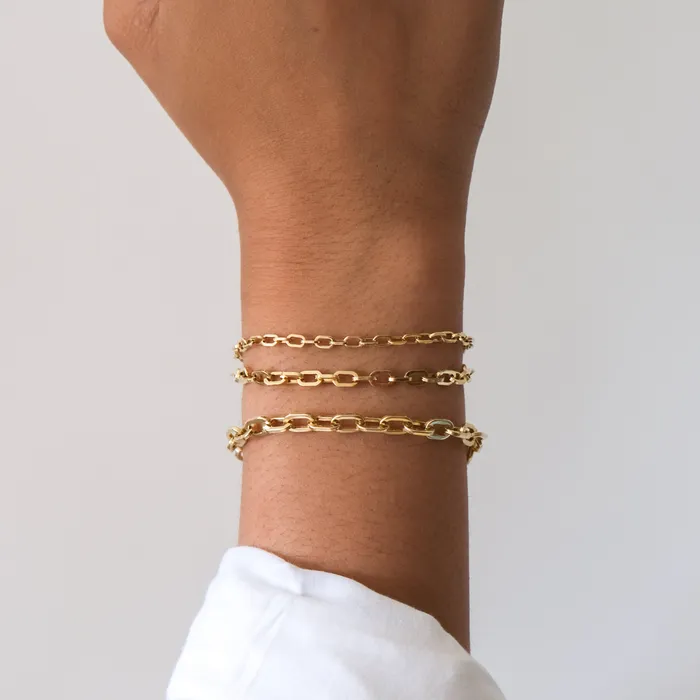 Rectangle Link Bracelet in 14k solid gold Vivien Frank Designs Bracelets