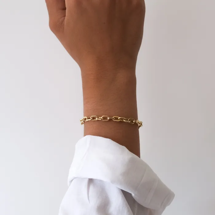 Rectangle Link Bracelet in 14k solid gold Vivien Frank Designs Bracelets