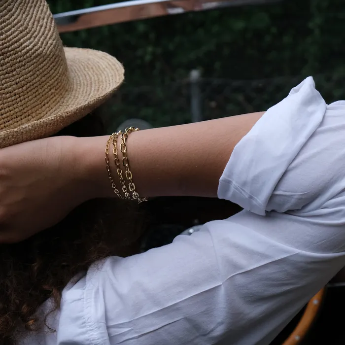 Rectangle Link Bracelet in 14k solid gold Vivien Frank Designs Bracelets