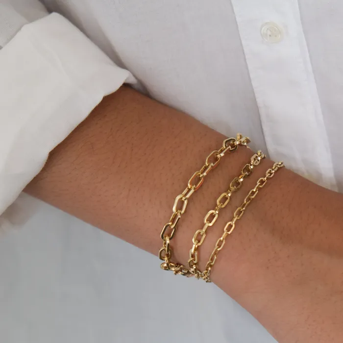 Rectangle Link Bracelet in 14k solid gold Vivien Frank Designs Bracelets