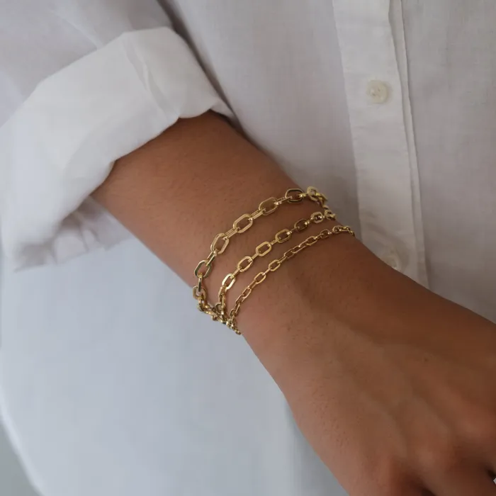 Rectangle Link Bracelet in 14k solid gold Vivien Frank Designs Bracelets