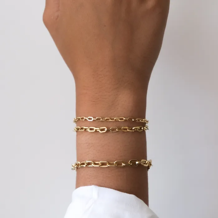 Rectangle Link Bracelet in 14k solid gold Vivien Frank Designs Bracelets