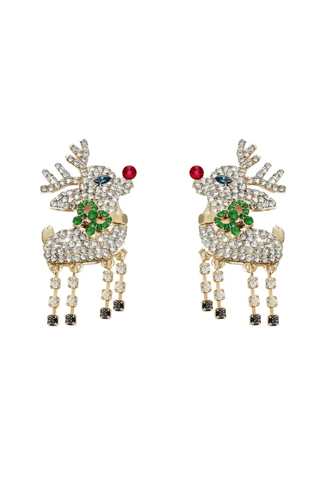 Reindeer CZ Drop Earrings Eye Candy LA Earrings