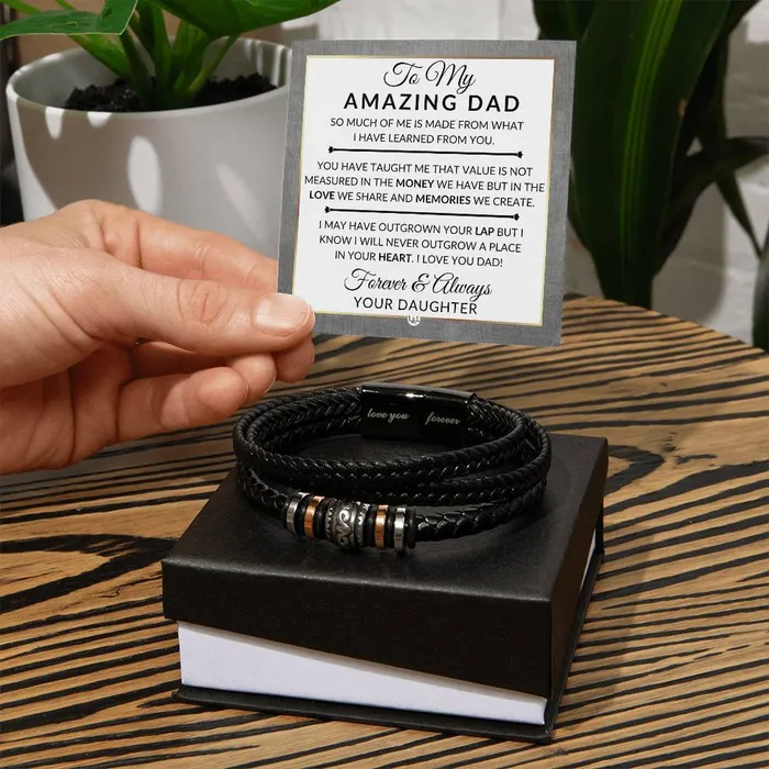 ShineOn Fulfillment Bracelets Dad Gift From His Daughter A Place In Your Heart Mens Braided Leather Bracelet Great As A Christmas Gift or A Birthday Present For Him ShineOn Fulfillment Bracelets Dad Gift From His Daughter A Place In Your Heart Mens Braided Leather Bracelet Great As A Christmas Gift or A Birthday Present For Him