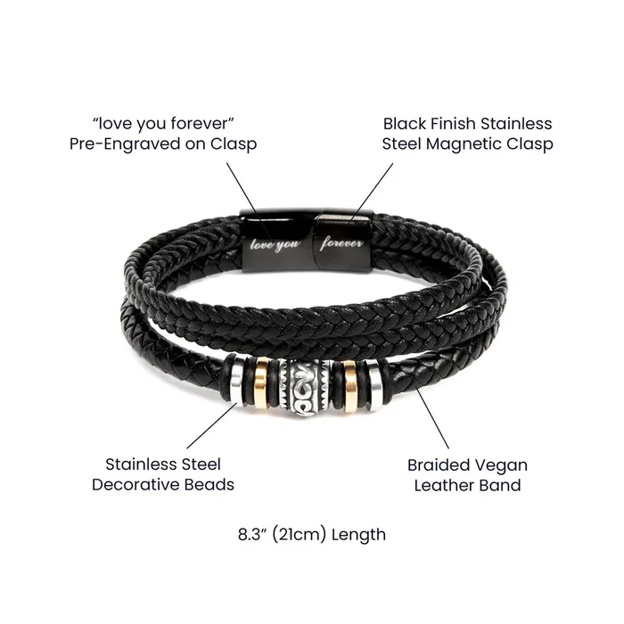ShineOn Fulfillment Bracelets Dad Gift From His Daughter A Place In Your Heart Mens Braided Leather Bracelet Great As A Christmas Gift or A Birthday Present For Him