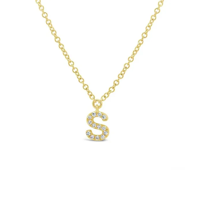 SHY CREATION Mini Diamond Initial S Necklace Necklaces