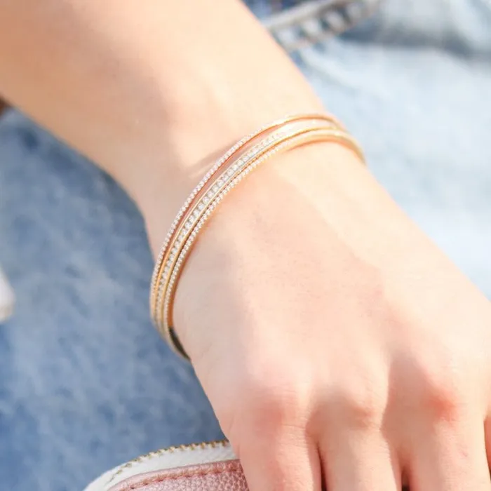 Storyteller by Vintage Magnality Bracelets Stunning Stackable 1 2 3 CTW Natural or LabDiamond Bangle 8 Bracelet Solid 14K White Rose Yellow Gold