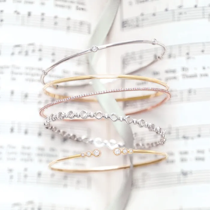 Storyteller by Vintage Magnality Bracelets Stunning Stackable 1 2 3 CTW Natural or LabDiamond Bangle 8 Bracelet Solid 14K White Rose Yellow Gold