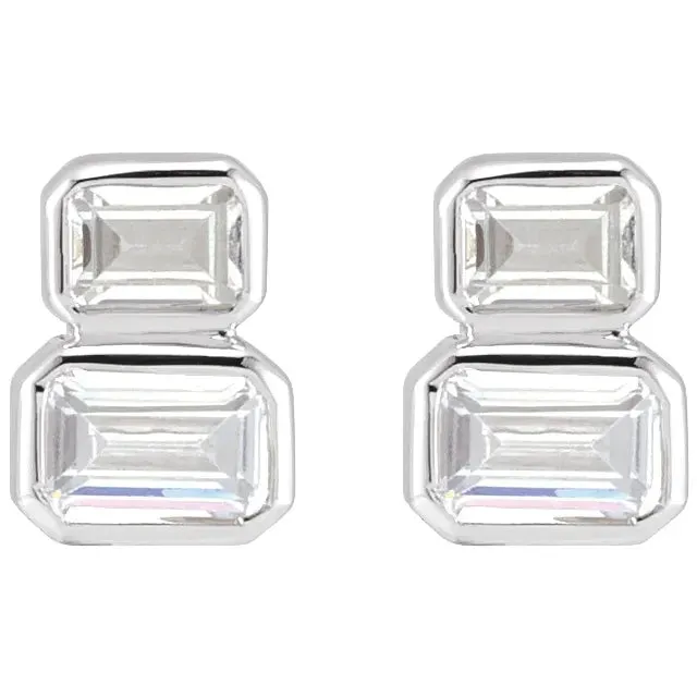 Storyteller by Vintage Magnality Earrings Double Down TwoStone LabGrown Diamond Stud Earrings Solid 14K White Yellow Rose Gold
