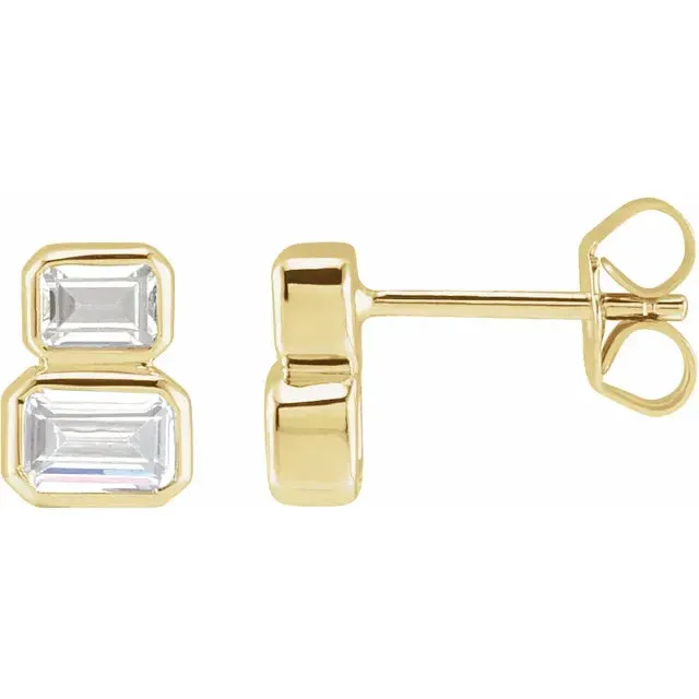 Storyteller by Vintage Magnality Earrings Double Down TwoStone LabGrown Diamond Stud Earrings Solid 14K White Yellow Rose Gold