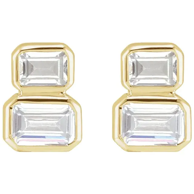 Storyteller by Vintage Magnality Earrings Double Down TwoStone LabGrown Diamond Stud Earrings Solid 14K White Yellow Rose Gold