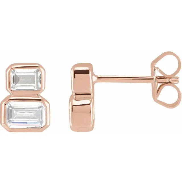 Storyteller by Vintage Magnality Earrings Double Down TwoStone LabGrown Diamond Stud Earrings Solid 14K White Yellow Rose Gold