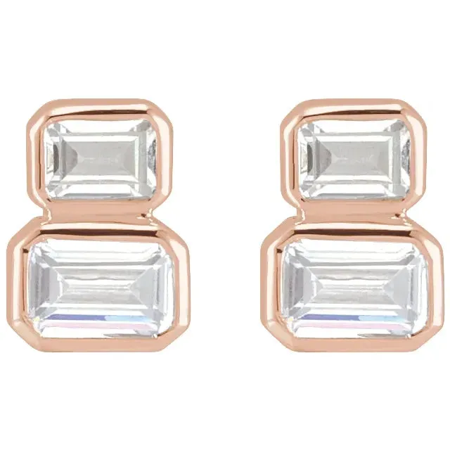 Storyteller by Vintage Magnality Earrings Double Down TwoStone LabGrown Diamond Stud Earrings Solid 14K White Yellow Rose Gold