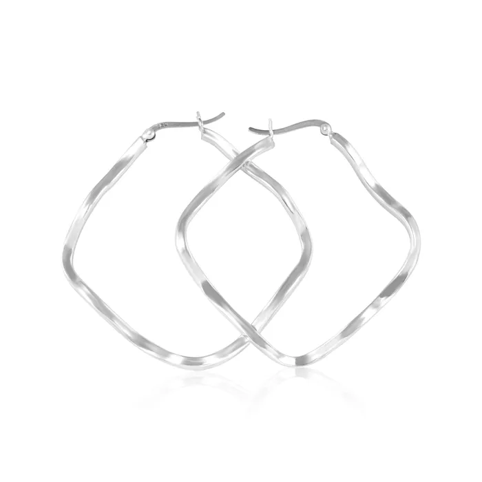 Teeda Earrings EHS9000 Square Wave Snap Hoop Earrings