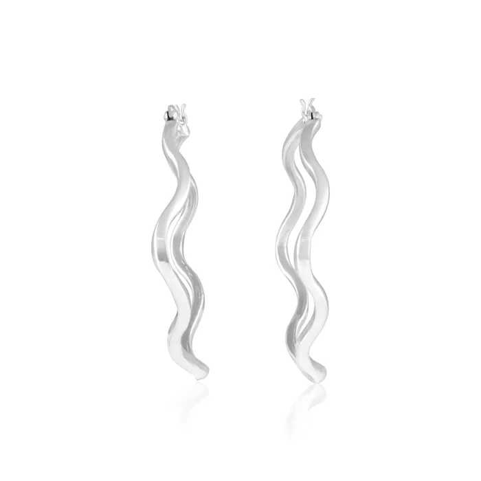 Teeda Earrings EHS9000 Square Wave Snap Hoop Earrings