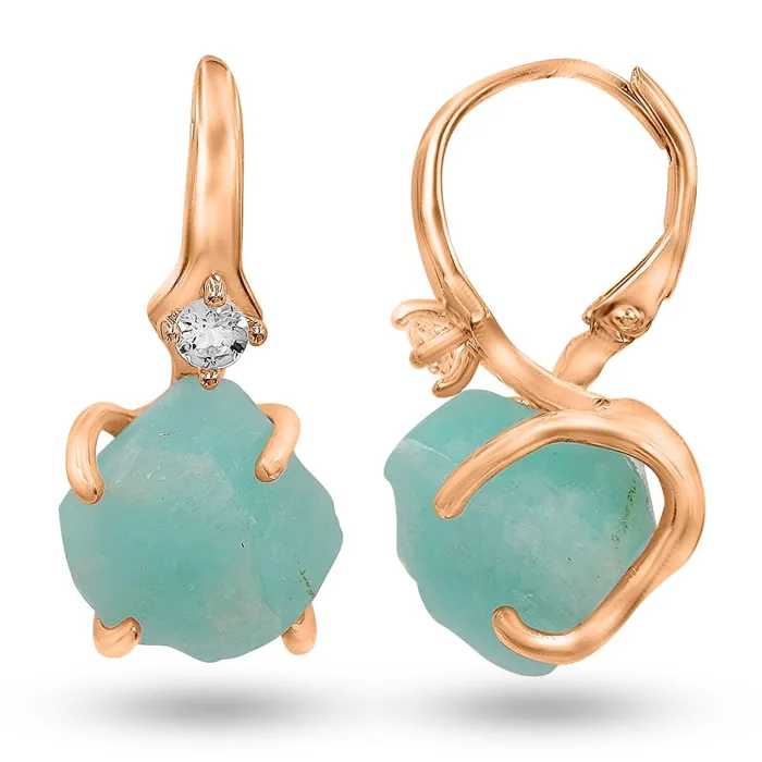 Uniquelan Jewelry Earrings Raw Amazonite Drop Earrings
