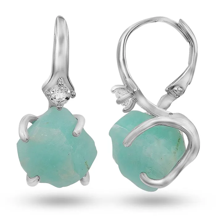 Uniquelan Jewelry Earrings Raw Amazonite Drop Earrings