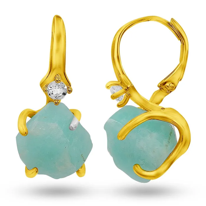 Uniquelan Jewelry Earrings Raw Amazonite Drop Earrings
